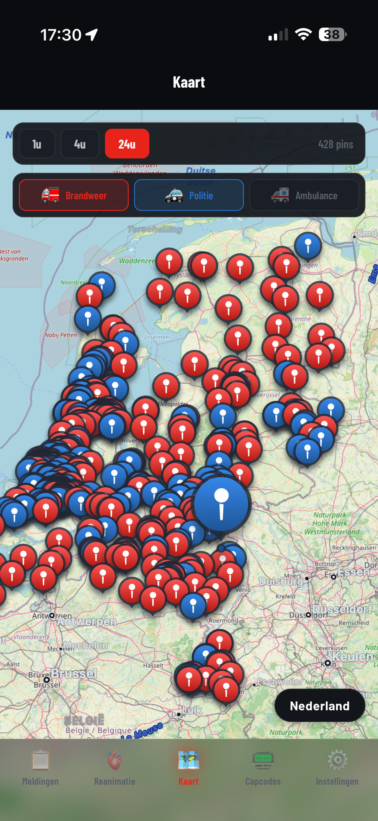 Landelijke kaart met meldingen in heel Nederland