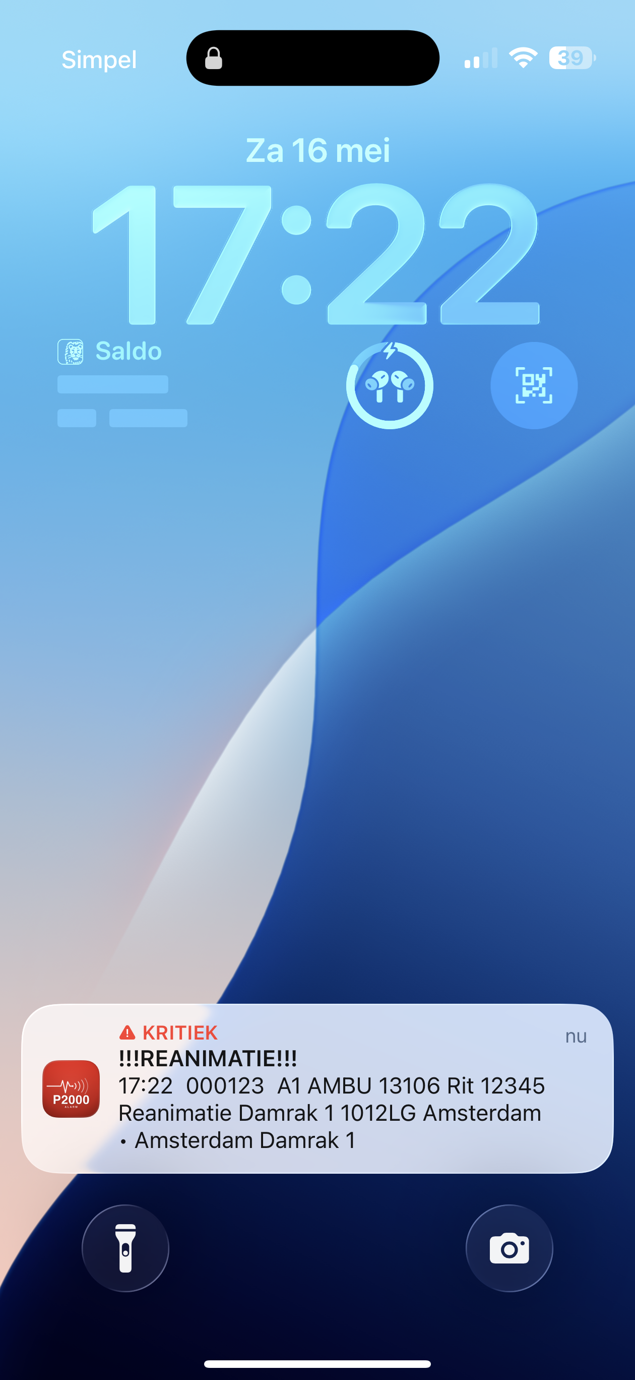 Kritieke reanimatie-notificatie op iPhone lockscreen
